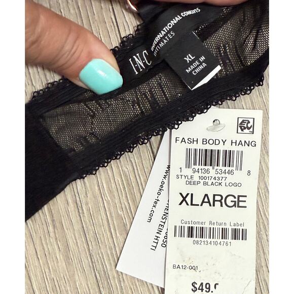 INC Concepts Logo Bodysuit Sheer Lace Cup Lingerie Teddy - Black Size XL - $50 - Picture 7 of 11